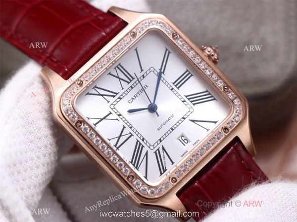 AAA Replica Cartier Santos-Dumont Swiss 9015 Couple Watch Diamond Bezel 1