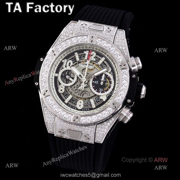 Best Replica Hublot Big Bang Unico 45mm Full Diamonds Automatic Watch For Men 1