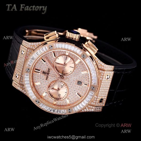 Copy Hublot Big Bang Diamond Watch Swiss Made Rose Gold Hublot Big Bang Chronograph Watch 45mm 1