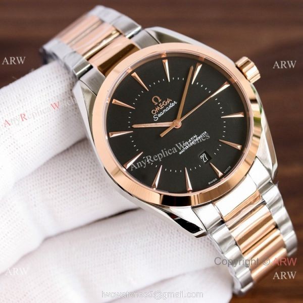 Copy Omega Seamaster 2-Tone Rose Gold Men Watch Simple Style 1