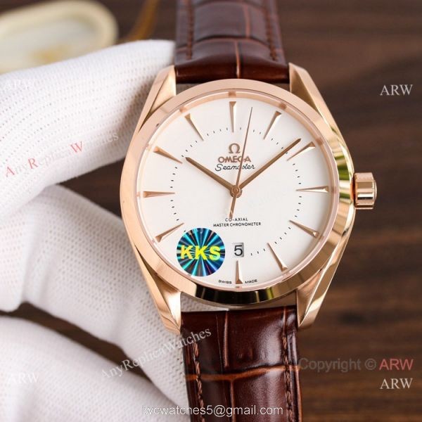 Copy Omega Seamaster Black Dial Rose Gold Watch Simple style 1