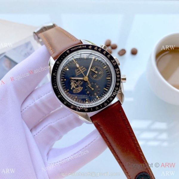 Buy Replica Omega Apollo 11 Chronnograph Watch Silver Case Blue Face 1