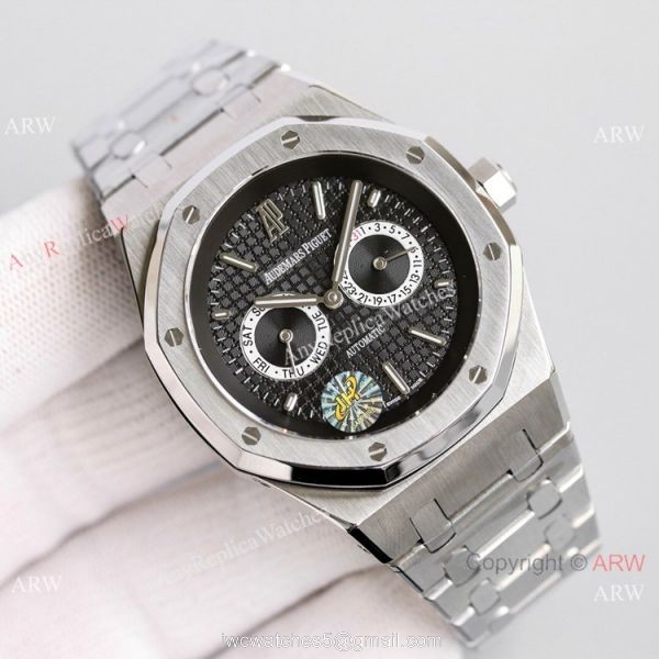Swiss Model Audemars Piguet Royal Oak Moon Phase Watch 41mm Solid Black 1