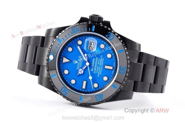 2021 New! Replica Rolex Blaken Submariner Smurf IPK Swiss 2824 Watch 1