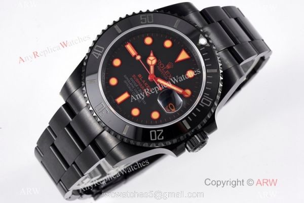 2021 New! Swiss Grade Rolex Submariner Blaken IPK 2824 Men Watch Orange Markers 1