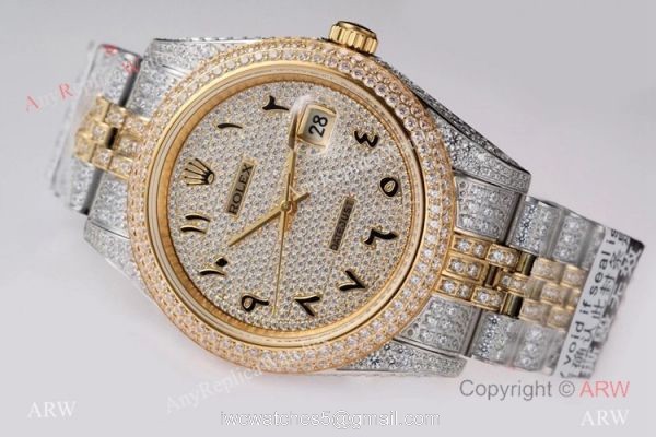 TW Factory Swiss Grade Rolex Datejust 41 Watches 2-Tone Iced Out Case 1