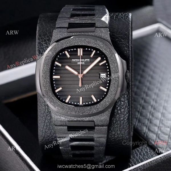 Best Replica Patek Philippe Nautilus Frosted Watch Solid Black 40mm 1