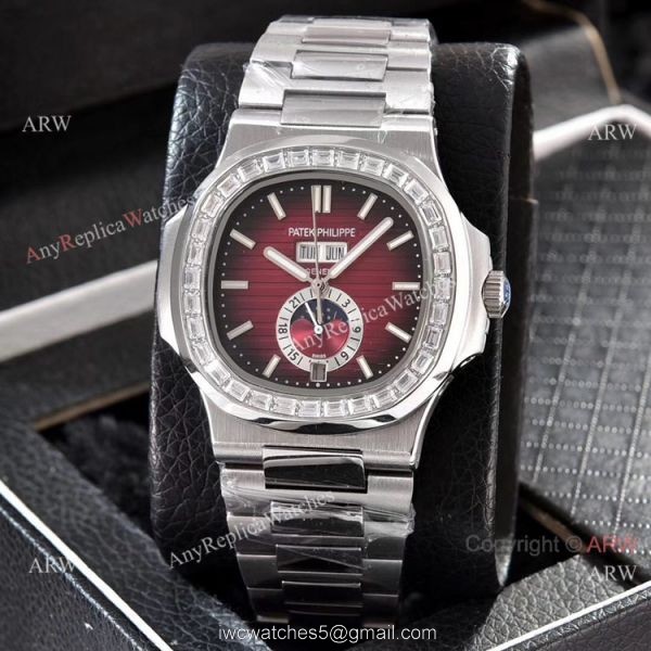 Patek Philippe Annual Calendar Copy Watches Stainless Steel with Diamond 40mm 1