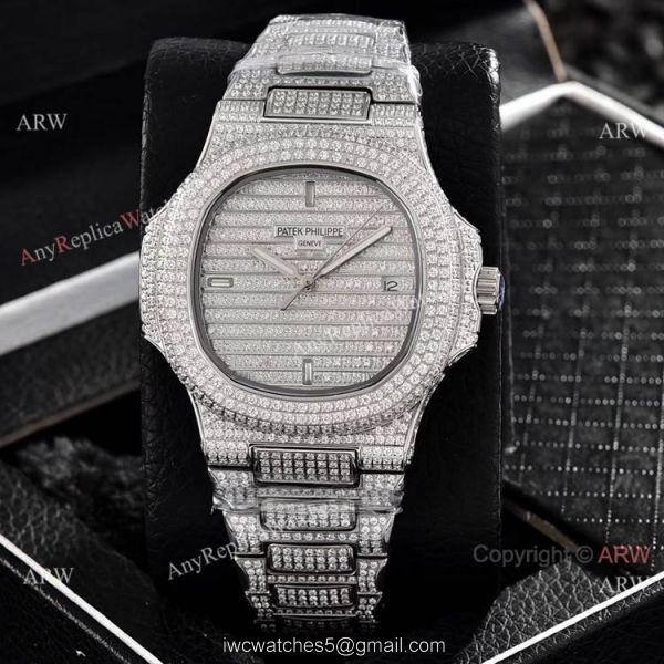 Iced Out Patek Philippe Nautilus Automatic Wrist AAA Quality Copy Watch 1