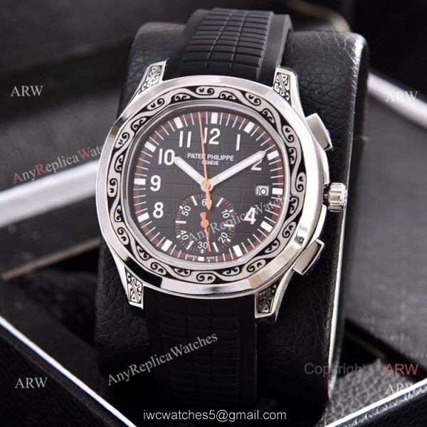 Copy Patek Philippe Aquanaut Engraving Watch Green Rubber Strap 1