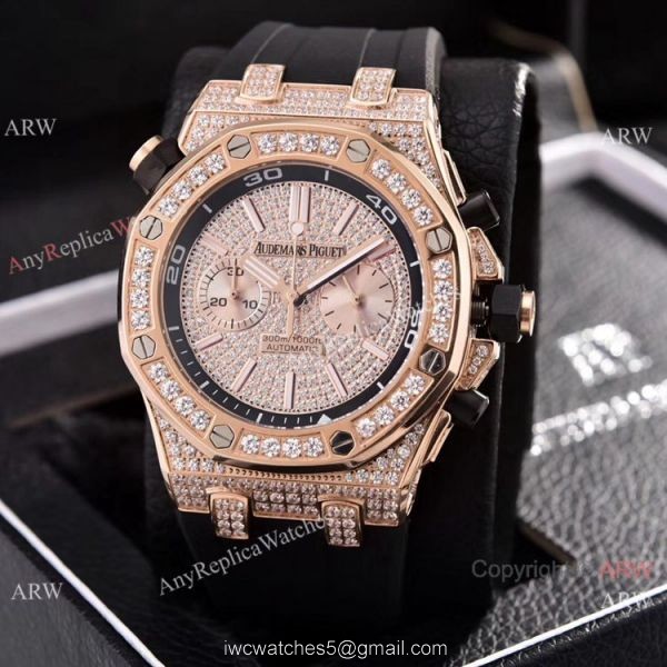 Audemars Piguet Royal Oak Offshore Diver Iced Out Watches Rubber Strap 1