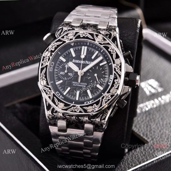 Copy Audemars Piguet Diver Rose Gold Engraving Watches Chronograph Movement 1