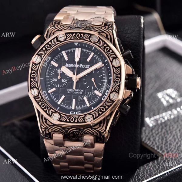 Copy Audemars Piguet Diver Silver Engraving Watches Chronograph 43mm 1
