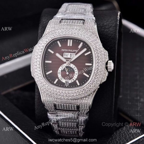 Patek Philippe Annual Calendar Full Diamonds Watches Gray Gradient Face 41mm 1
