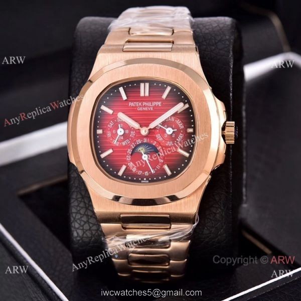 Knockoff Patek Philippe Nautilus Moon Phase Watches 40mm Rose Gold 1
