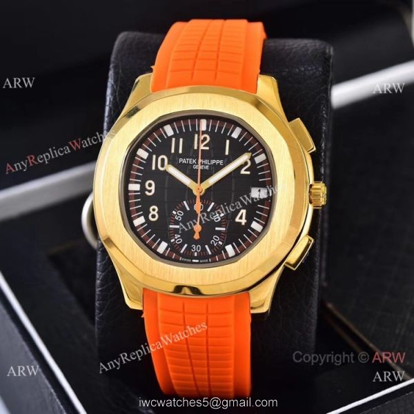 Best Replica Patek Philippe Red Gradient Dial Red Rubber Strap Watches VK Quartz 1