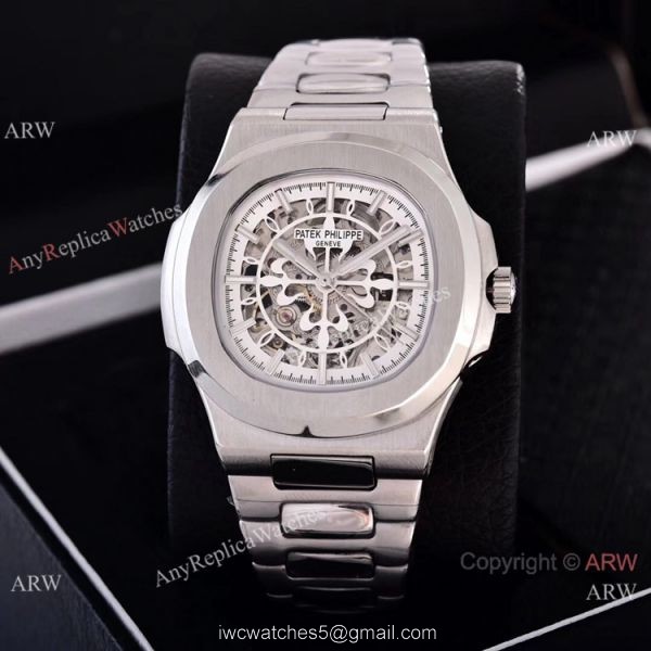 Faux Patek Philippe Nautilus Skeleton Watches Stainless Steel Case 1