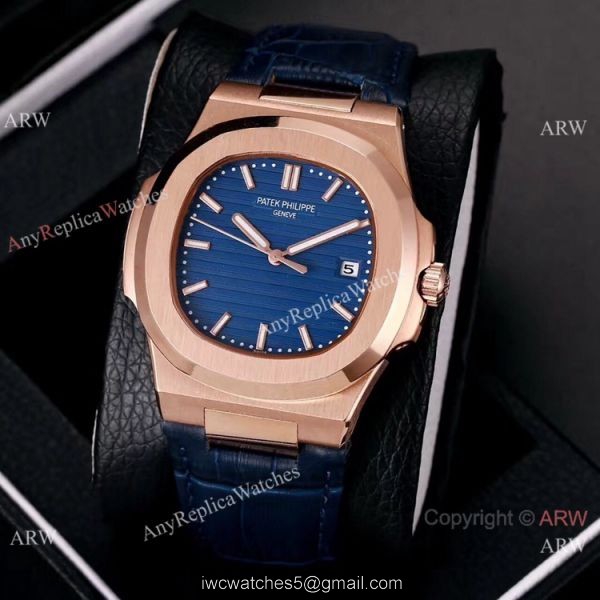 Best Copy Patek Philippe Nautilus 40mm Watches Rose Gold Brown Leather Band 1