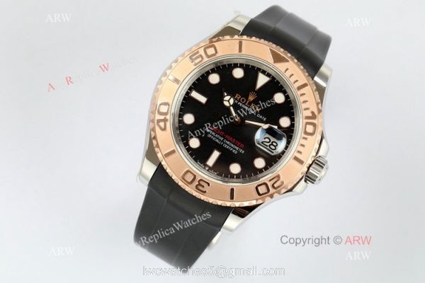 EW Factory 1-1 Replica Rolex Yacht-Master Watch Swiss 3235 Black Rubber Strap 1