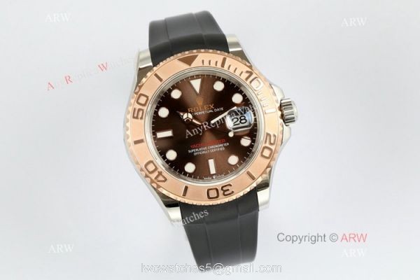 EW Factory Rolex Yacht Master 40mm Watch Chocolate Dial Rubber Strap 1