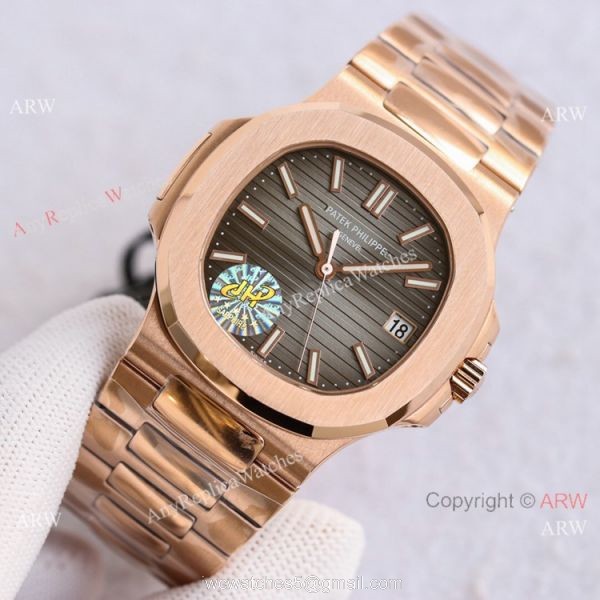 Swiss Copy Patek Philippe Nautilus PPF Factory Cal324 Watch Gray Gradient Dial Rose Gold 1