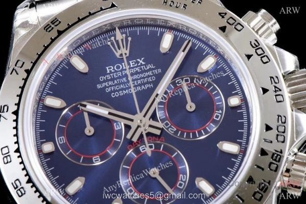 Best 1:1 Swiss Rolex Daytona JH Factory 4130 Chronograph Watch Stainless Steel Blue Dial 1