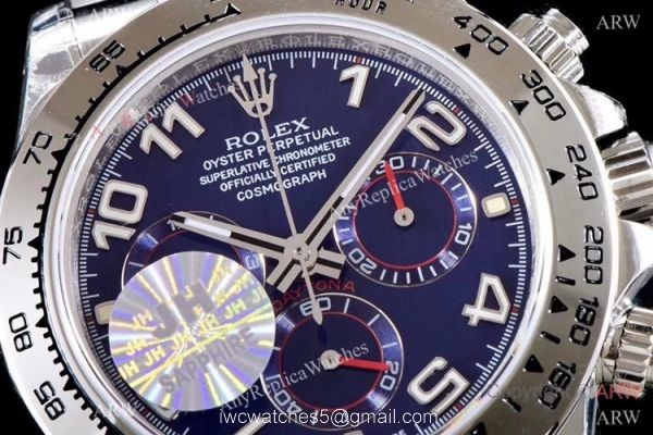 Best 1:1 Swiss Replica Rolex Daytona JH 4130 Chronograph Watch Blue Arabic Dial 1