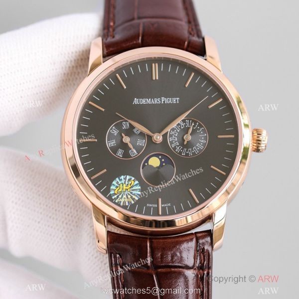 Swiss Copy Audemars Piguet Jules Audemars Silver Dial Watches with Moonpnase 1