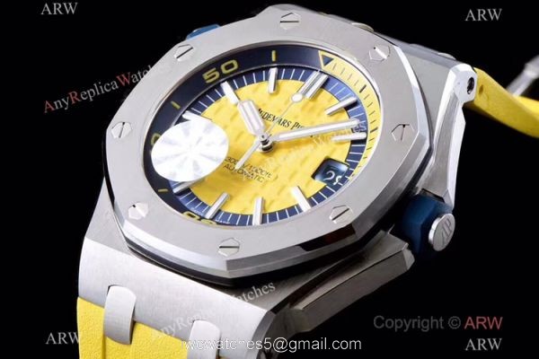 JF Factory V8 1:1 Best Audemars Piguet Divers Watch Yellow Dial 3120 Movement 1