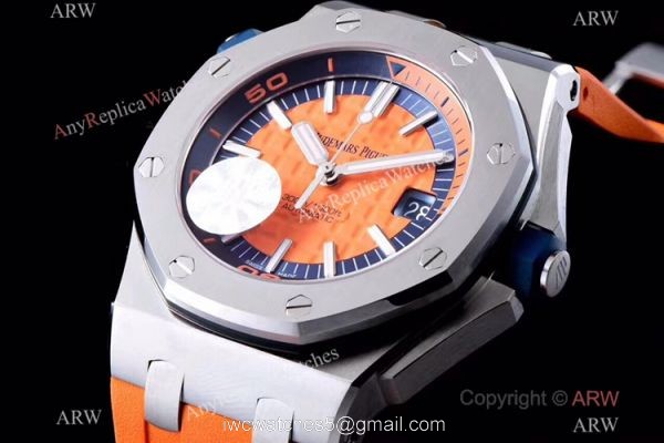 JF Factory V8 1:1 Best Audemars Piguet Divers Watch Orange Rubber Strap 1