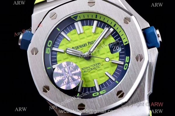 JF Factory V8 1:1 Best Audemars Piguet Divers Watch Green Rubber Strap 1
