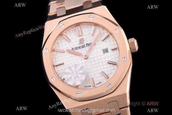 JF Audemars Piguet Lady Royal Oak Copy Watch Rose Gold White Dial 33mm 1