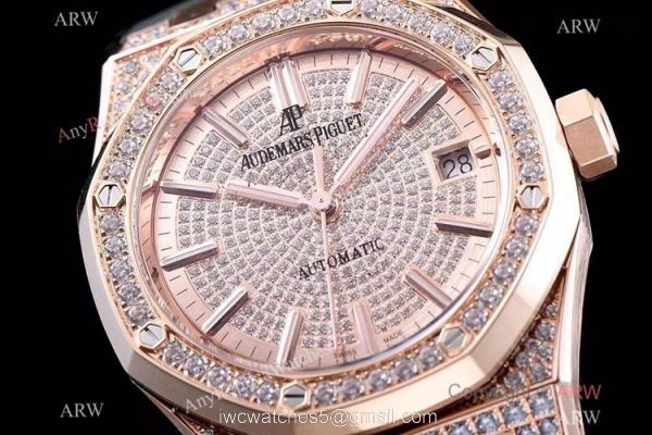 JF 1:1 Best Replica Audemars Piguet Iced Out Royal Oak 15400 Watch 3120 Movement 1