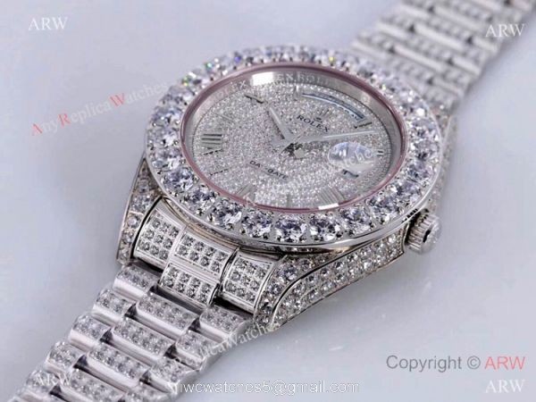Iced Out Rolex New Oyster Perpetual Pearlmaster 39 Copy Watch Roman Markers 1
