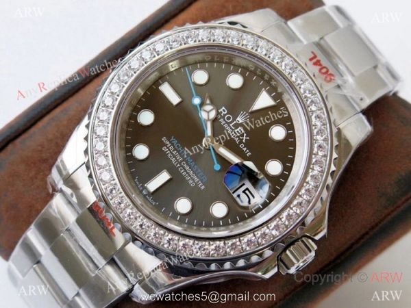 (ROF) 1-1 Best Replica Rolex Yacht-Master Gray Dial Diamond Custom Luxury watches 1