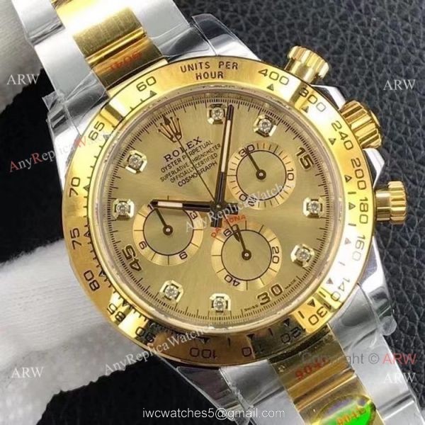 Custom Edition AAA Replica Rolex Daytona 1:1 Noob Factory Cal.4130 Two Tone Diamond watch 1