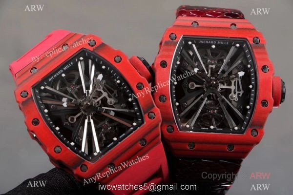 KV Factory 1:1 Richard Mille Tourbillon RM12-01 Red Quartz fiber Case Watch 1