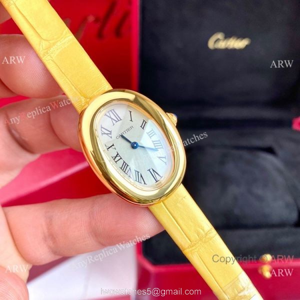 New Copy Cartier Baignoire Sapphire Glass Quartz Watch All Gold Small 1