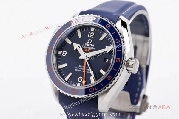 Swiss Copy Omega Seamaster Planet Ocean 600m Co-Axial GMT VSF 8605 Watch Blue Rubber Strap 1