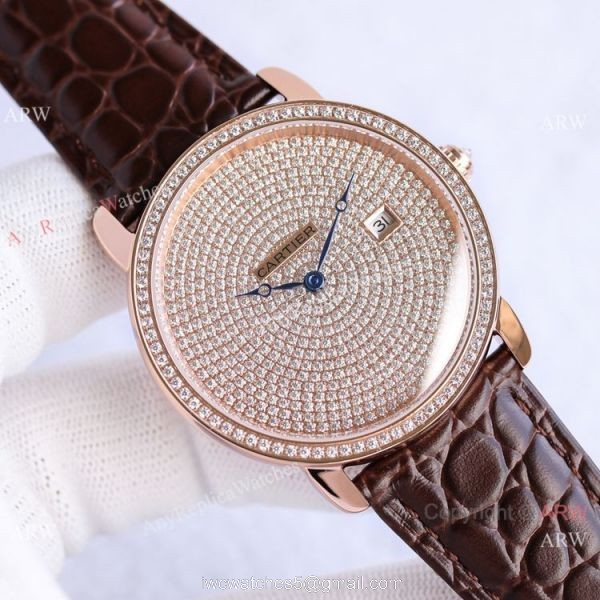 TW Factory Swiss Grade Cartier Ronde Solo de Rose Gold Diamond Watch 42mm 1