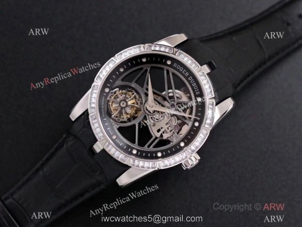 Super Clone Roger Dubuis Excalibur Skeleton Swiss Tourbillon JBF V3 Version Watch with Diamonds 1
