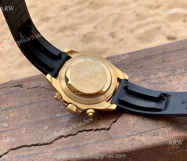 Knockoff Rolex Daytona Watch 43mm Yellow Gold Oysterflex Strap 1