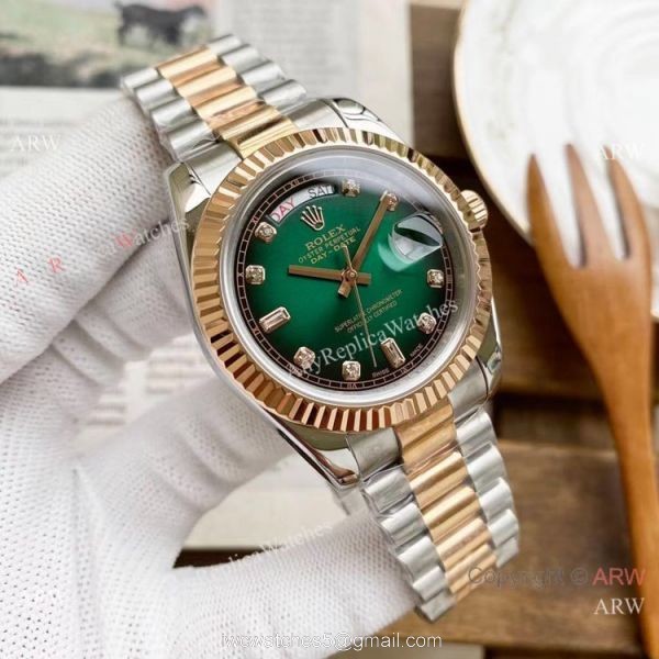 Replica Rolex Day Date 40mm Watches Two Tone Rose Gold New Dial 1