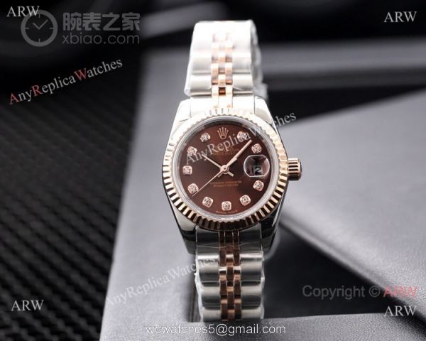 AAA Copy Rolex Datejust 2-Tone Rose Gold Salmon Dial Watches 28mm Ladies 1