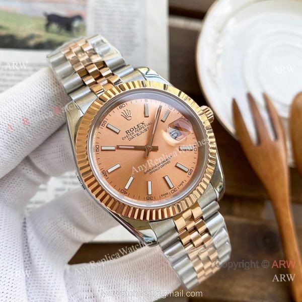 Best Replica Rolex DateJust Men Watches Two Tone Rose Gold White Face 40mm 1