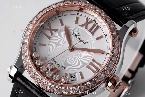 AF Factory Chopard Happy Sport 36mm Watch Black Leather Strap 1
