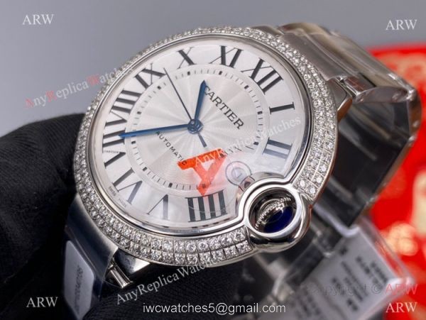 V6 Factory Swiss Copy Cartier Ballon Bleu 42MM Diamond Bezel Watch Automatic Movement 1
