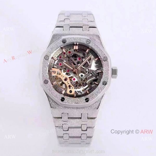 New Copy Audemars Piguet Royal Oak Lady Watches Frosted Gold Skeleton Face 37mm 1