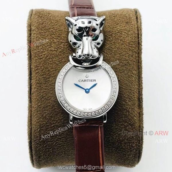 New! Copy Cartier Panthere De Silver Diamond Watches Swiss Quartz movement 1