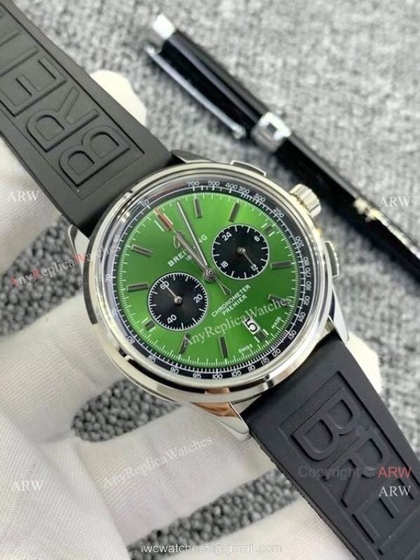 Breitling Premier B01 Chronograph Copy Watches Blue Rubber Strap 1